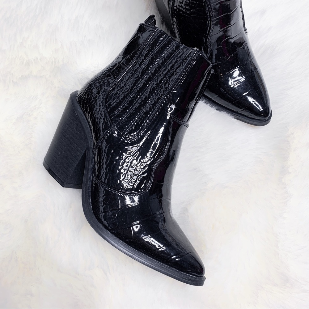 Shiny Faux Leather Croc Booties 🐊
